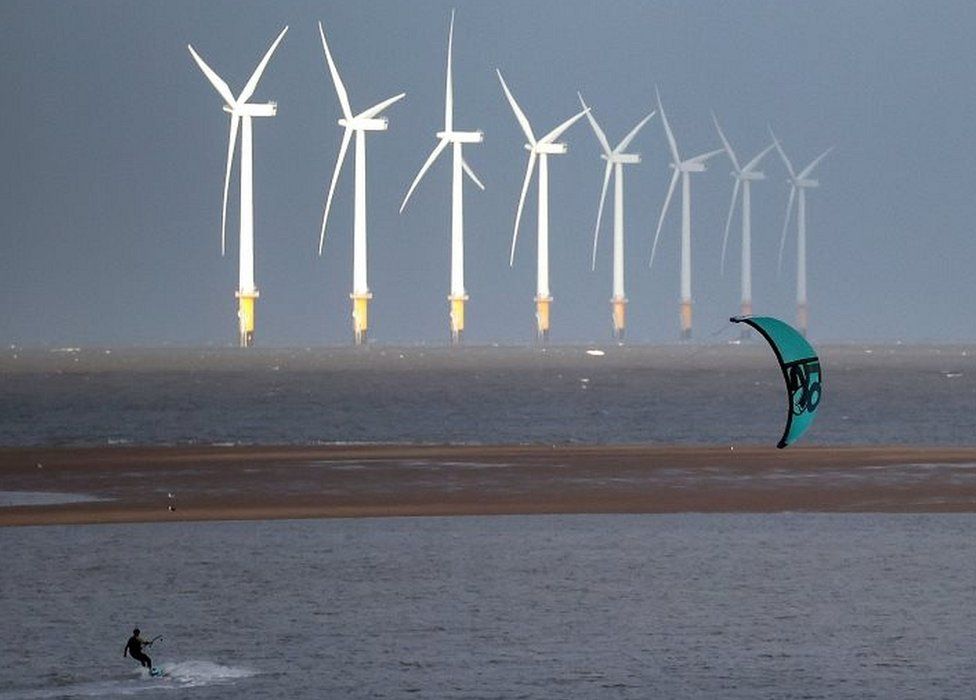 Burbo Bank offshore wind farm near New Brighton, Merseyside