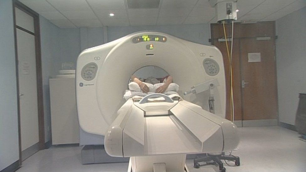 Patient being scanned