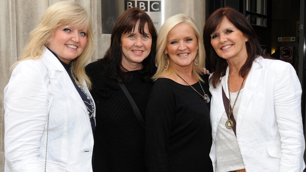 Linda, Coleen, Bernie and Maureen of the The Nolans sighted at BBC Radio 2 on September 25, 2012 in London, England