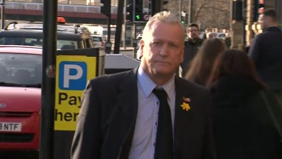 William Charlton arriving at court earlier in the trial