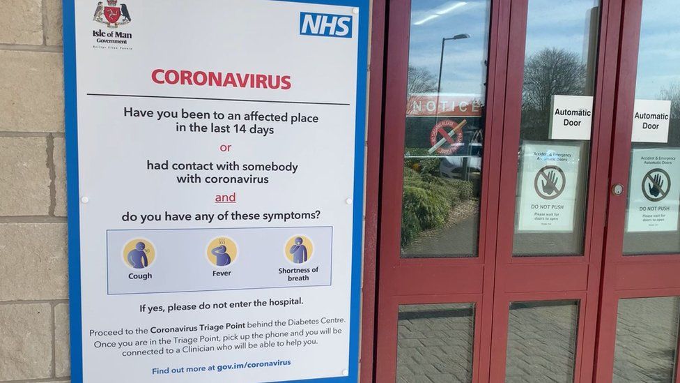 Coronavirus sign at Noble's Hospital
