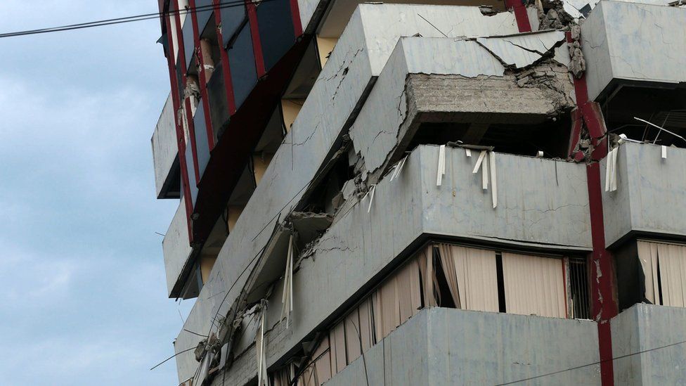A building damaged in Ecuador's earthquake