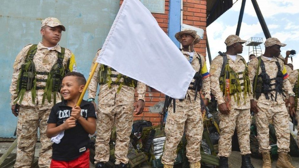 FARC guerrillas who arrived in Buenaventura, Colombia, on February 4, 2017,