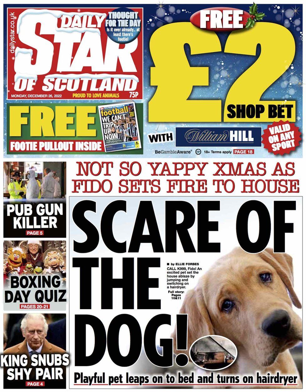 Scotland's papers Hunt for gunman and King's Christmas message BBC