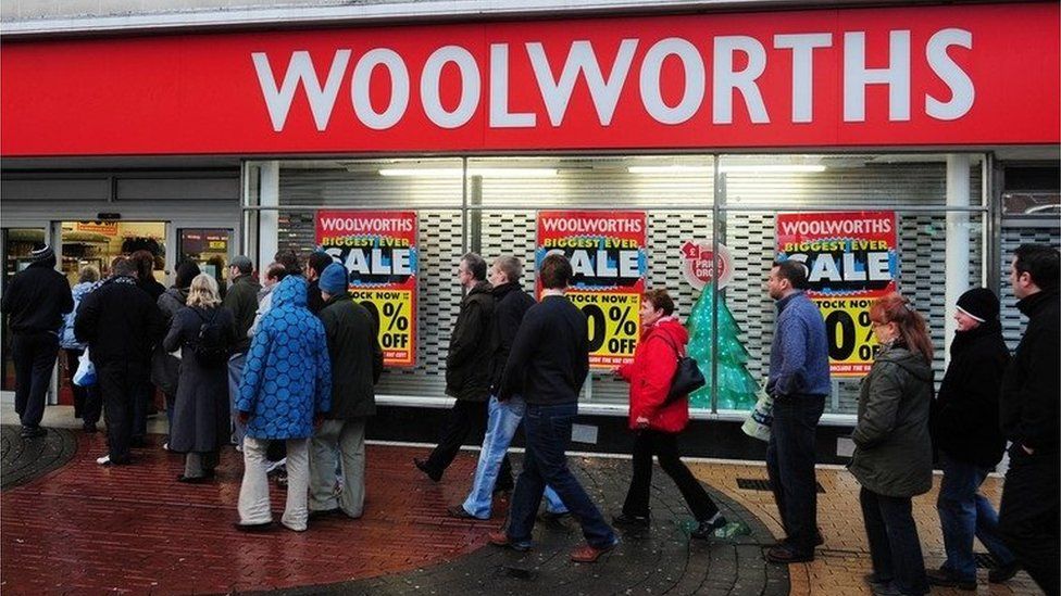 Queues outside Woolworths