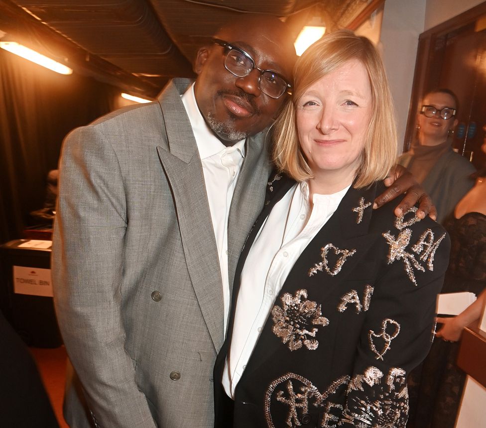 Edward Enninful and Sarah Burton, winner of the Special Recognition Award, pose backstage at The Fashion Awards 2023 presented by Pandora at The Royal Albert Hall on December 4, 2023 in London, England.