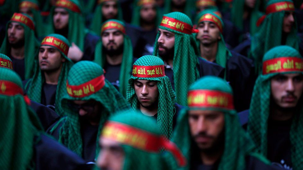 Lebanese Shia supporters of Hezbollah listen to the story of Imam Hussein in Beirut