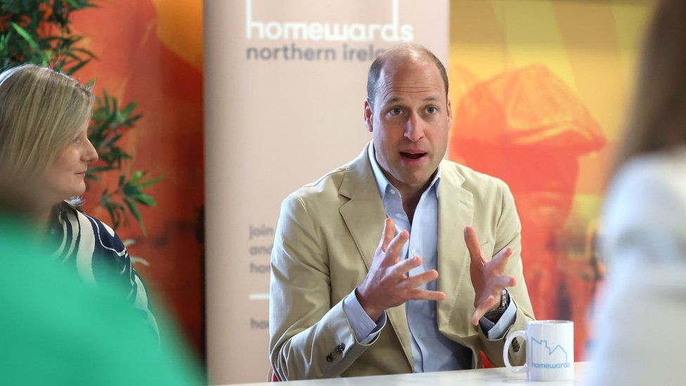 Prince William speaks to staff at East Belfast Mission