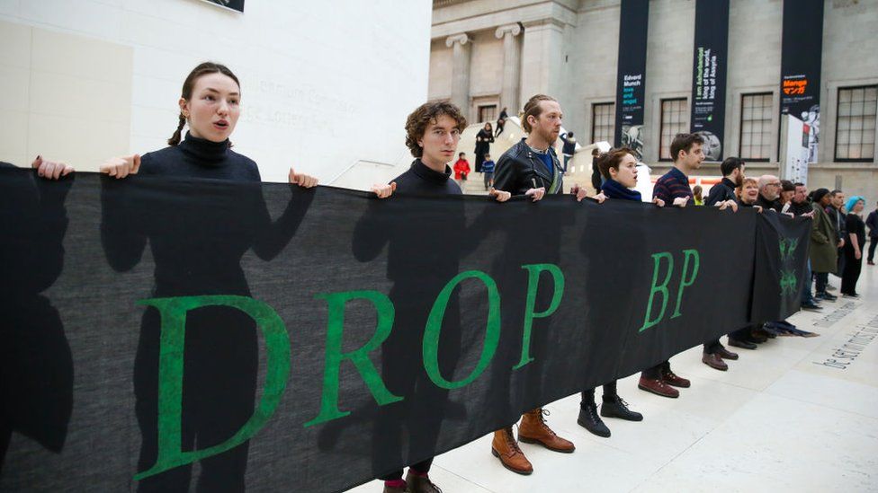 Activists protest against oil company BP in 2016