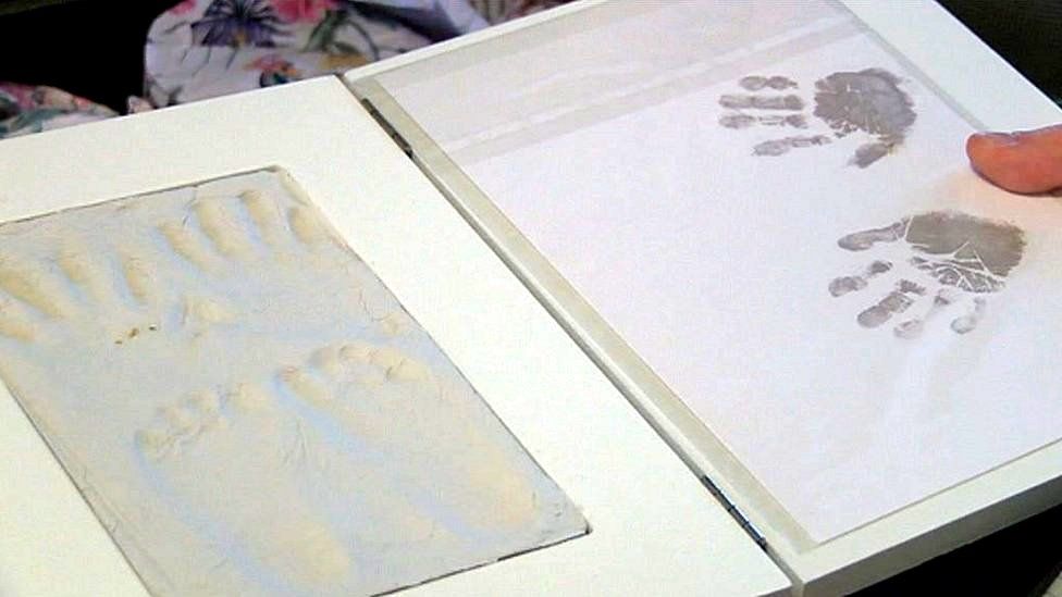 Baby Beatrice's hand and feet prints