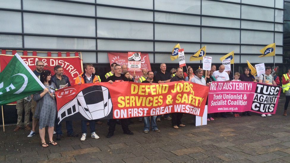 The protest in Swansea also included PCS members from the DVLA and RMT members of First Great Western who are also striking
