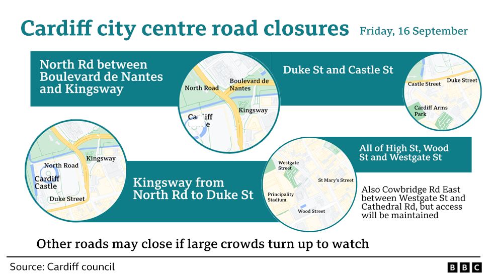 Cardiff city centre road closures in place