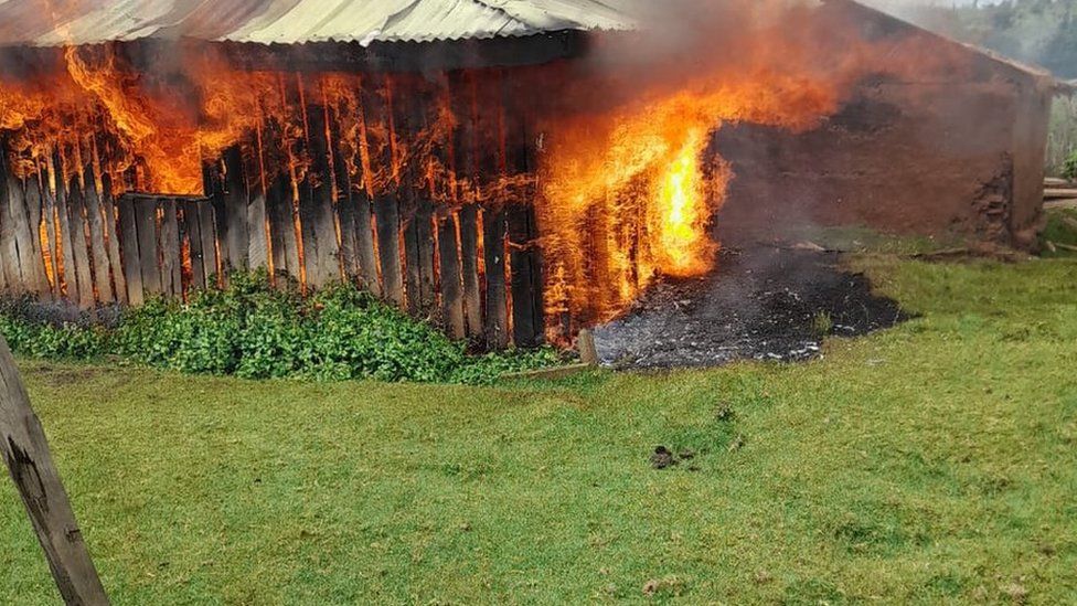 Ogiek home on fire taken on Tuesday 7th November