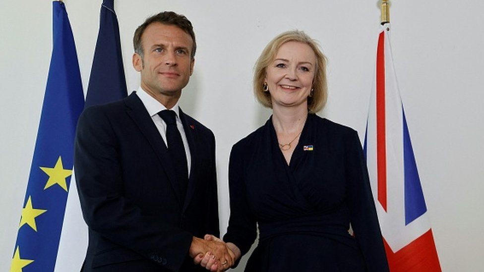 French President Emmanuel Macron holds a bilateral meeting with British Prime Minister Liz Truss