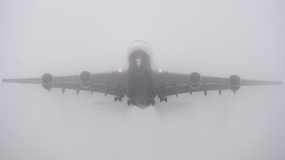 Aeroplane in fog