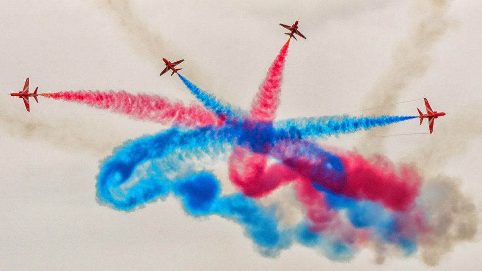 A photo of the Red Arrows at RAF Lossiemouth's Friends and Family day. Taken by Ian Camer