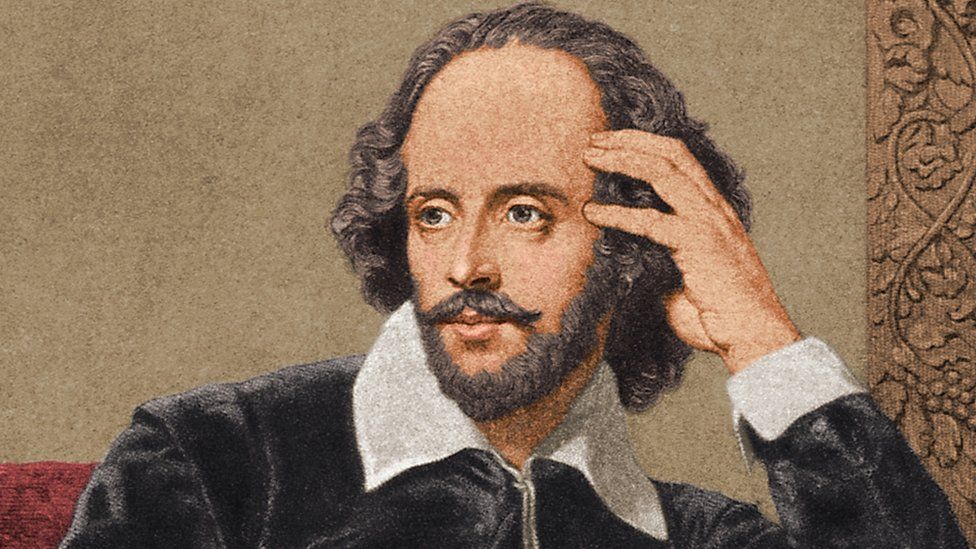 A painting of Shakespeare with his hand resting on the side of his face