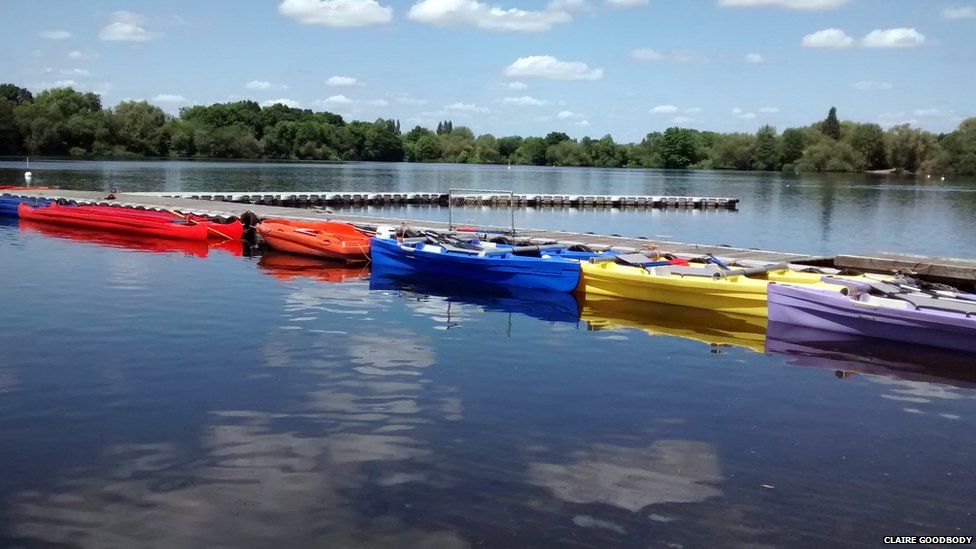 Colourful boats at Hillingdon Outdoor Activity Centre