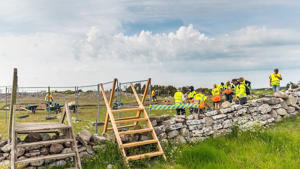 The team excavating the Sandby Borg massacre site on Oland island