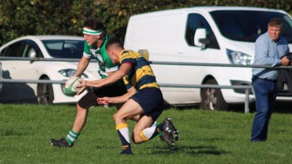 Rugby action in Barry
