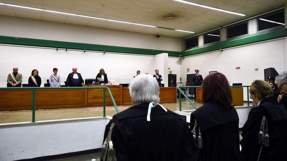 The judges of the Third Court of Rome read the sentence during the trial of South American military officers and civilians accused of collaborating in the forced disappearances and murder of Italian nationals, in a US-backed regional plan dubbed "Operation Condor Rome on January 17, 2017.