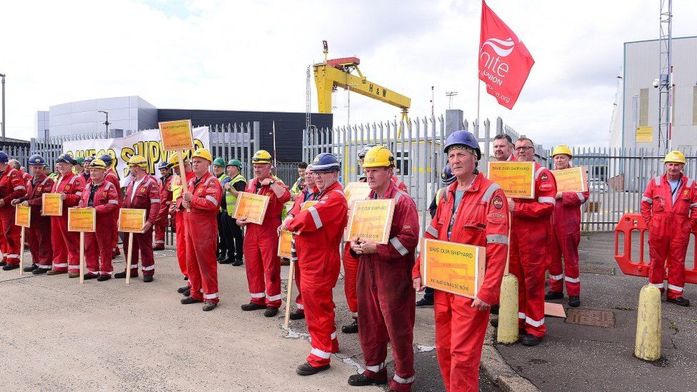 workers at Harland and Wolff have walked out this afternoon as the company faces going into administration.
