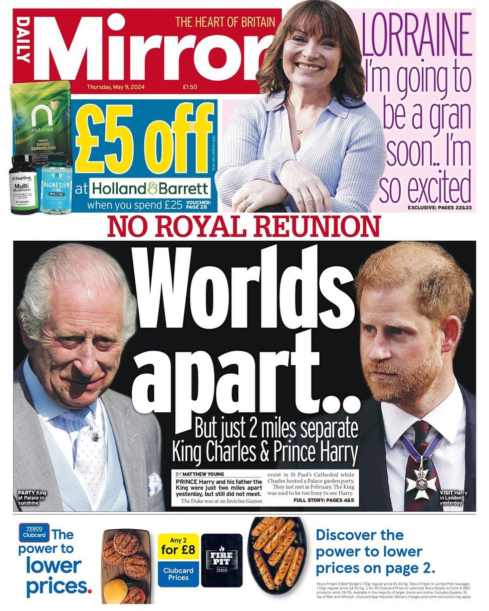 The Mirror front page