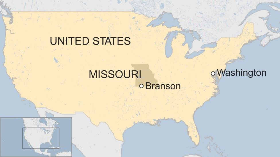 A BBC map showing the location of Branson, Missouri