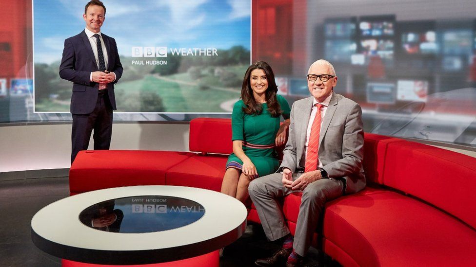 Harry Gration (right) with Amy Garcia and Paul Hudson