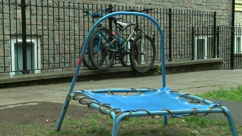 Trampoline next to flats