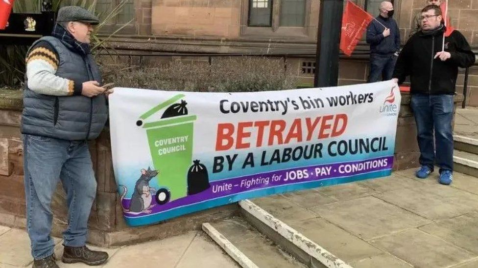 Bin workers stage a protest outside Coventry City Council