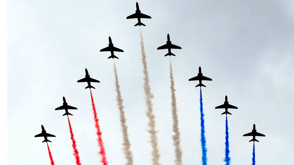 Red Arrows perform during Armed Forces day in Liverpool