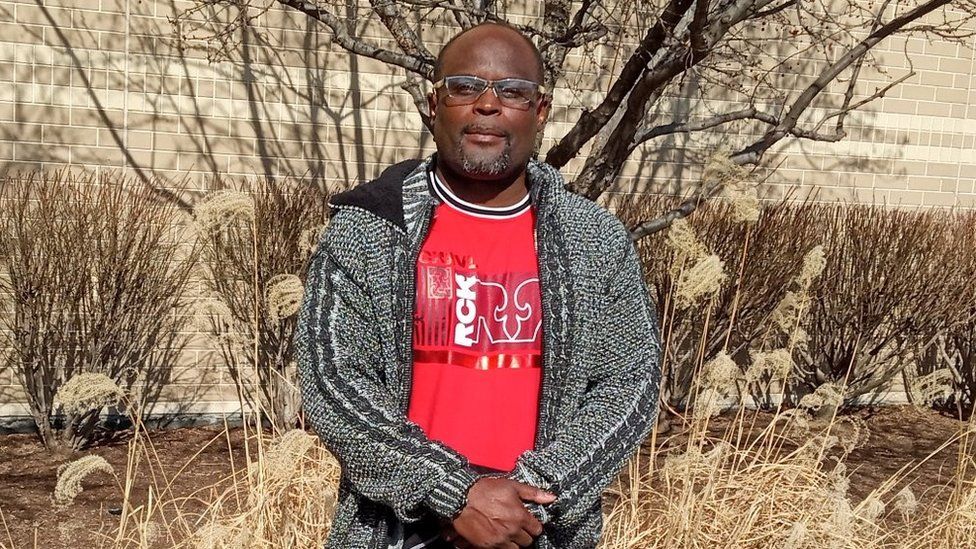 Bostic outside a shopping mall in St Louis: "I appreciate being able to buy nice things," he wrote on Twitter, "especially after spending 27 years wearing state gray pants."