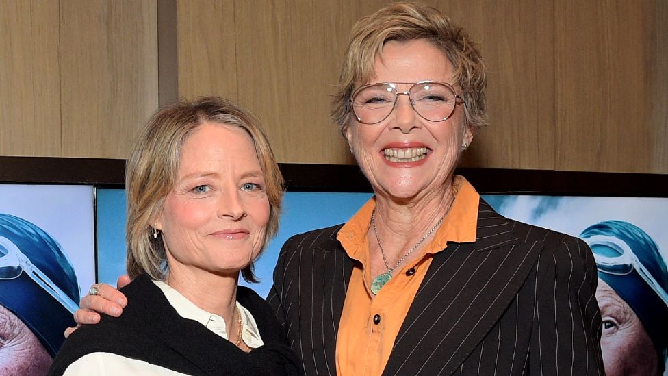 Jodie Foster and Annette Bening attend Netflix's NYAD Los Angeles Tastemaker Screening at Bay Theatre on November 14, 2023 in Pacific Palisades, California