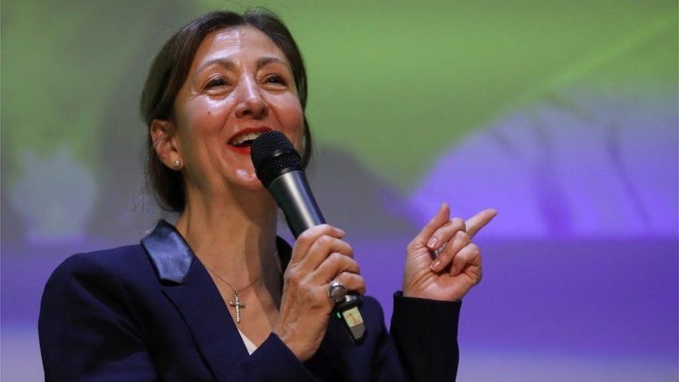 Ingrid Betancourt, of the Verde Oxigeno (Oxygen Green) party, speaks during an election debate at the Externado University in Bogota, Colombia March 29, 2022