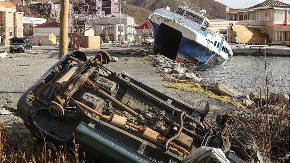 Destruction in Road Town, Tortola, British Virgin Islands
