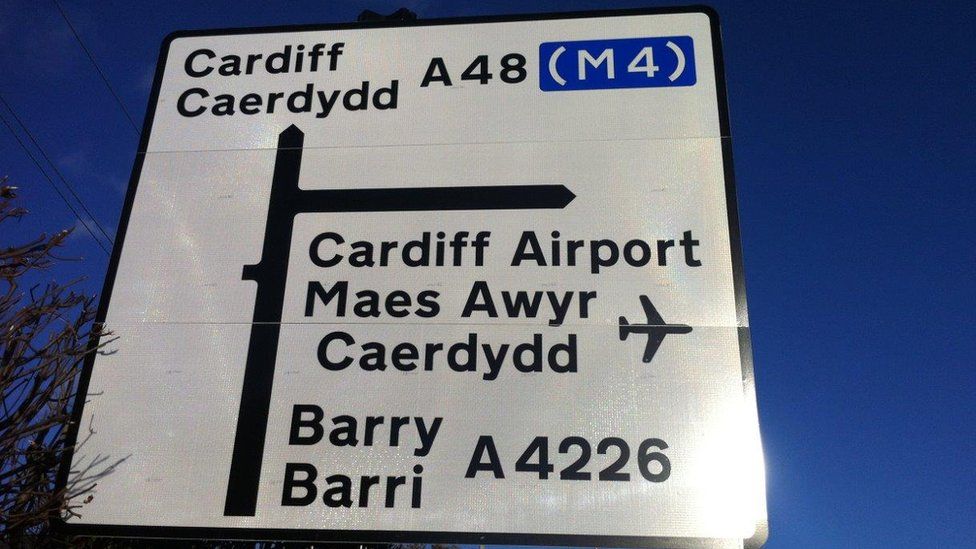 Airport road sign