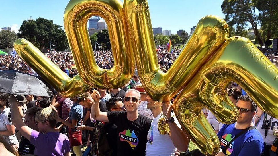 Supporters of gay marriage celebrate in Australia
