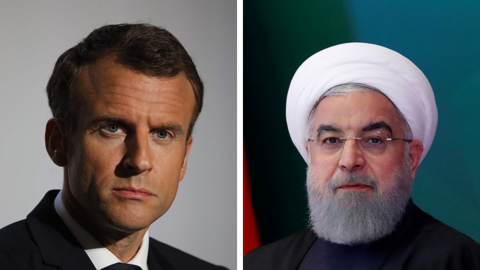 French President Emmanuel Macron and Iranian President Hassan Rohani