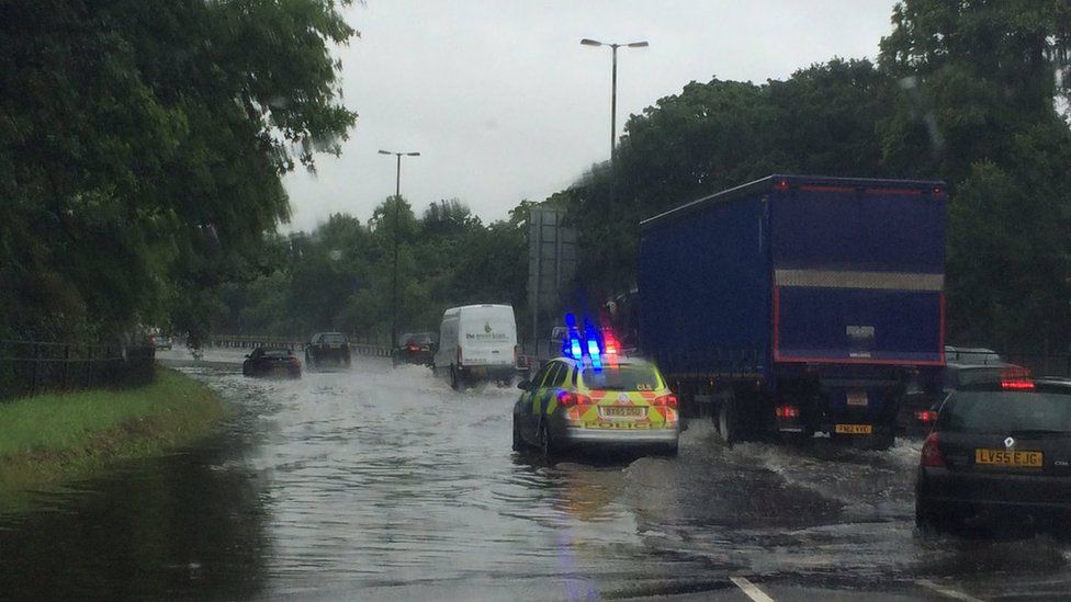 Flooding on the A3 in south-west London