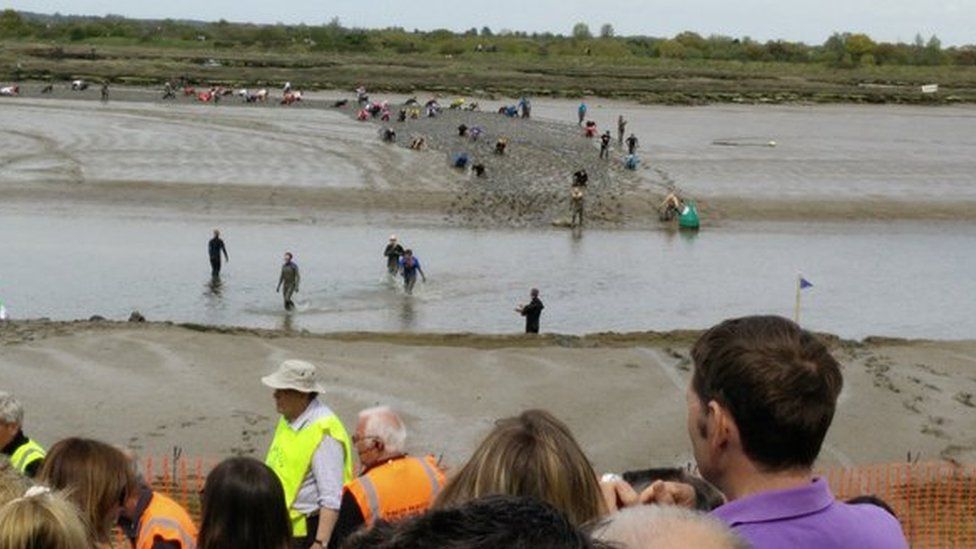 People crossing the River Blackwater