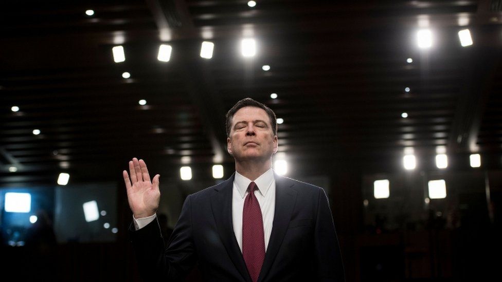 James Comey pictured on June 8th swearing an oath before Senate committee on Russia investigation