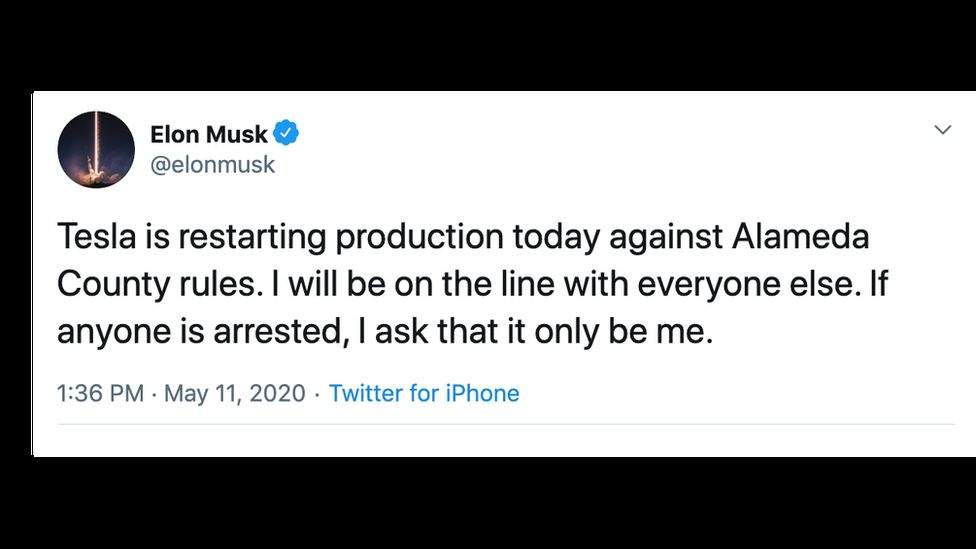 tweet from Elon Musk