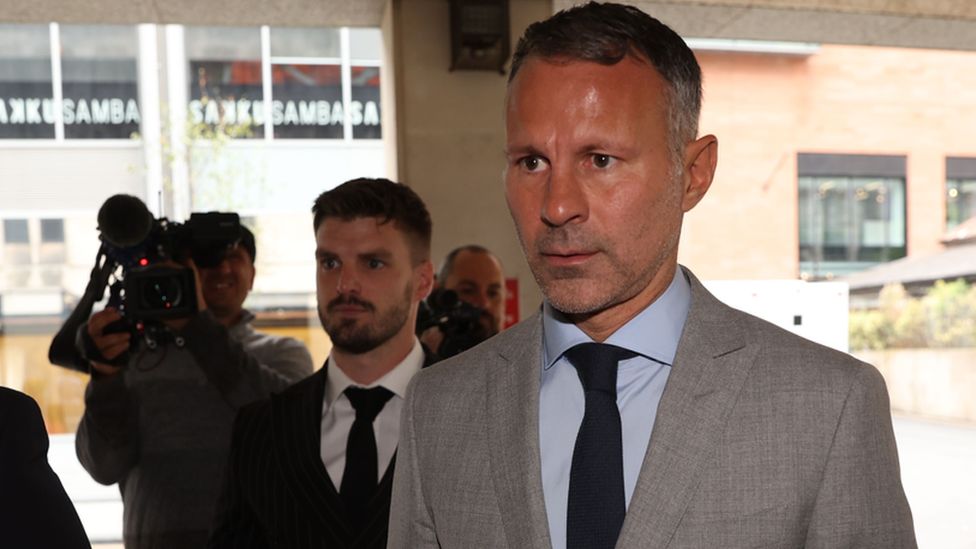 Ryan Giggs arriving at Manchester Crown court on Wednesday