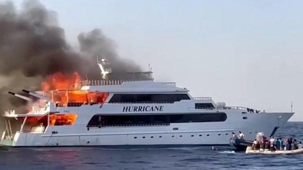 Hurricane dive boat on fire