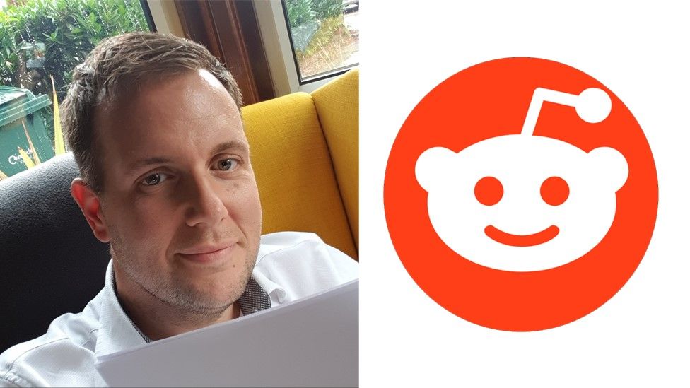 Left: Andy Bowen. Right: The Reddit logo