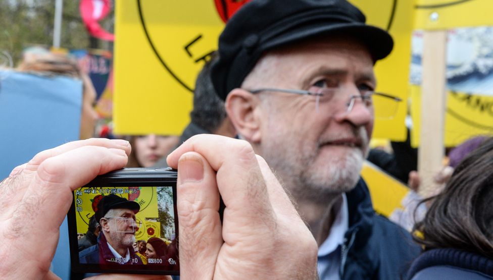 Jeremy Corbyn at a march in London calling for an agreement on renewable energy