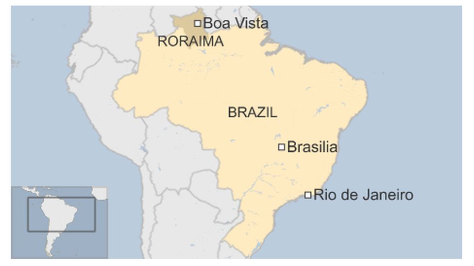 Map of Brazil highlighting the northern Roraima state