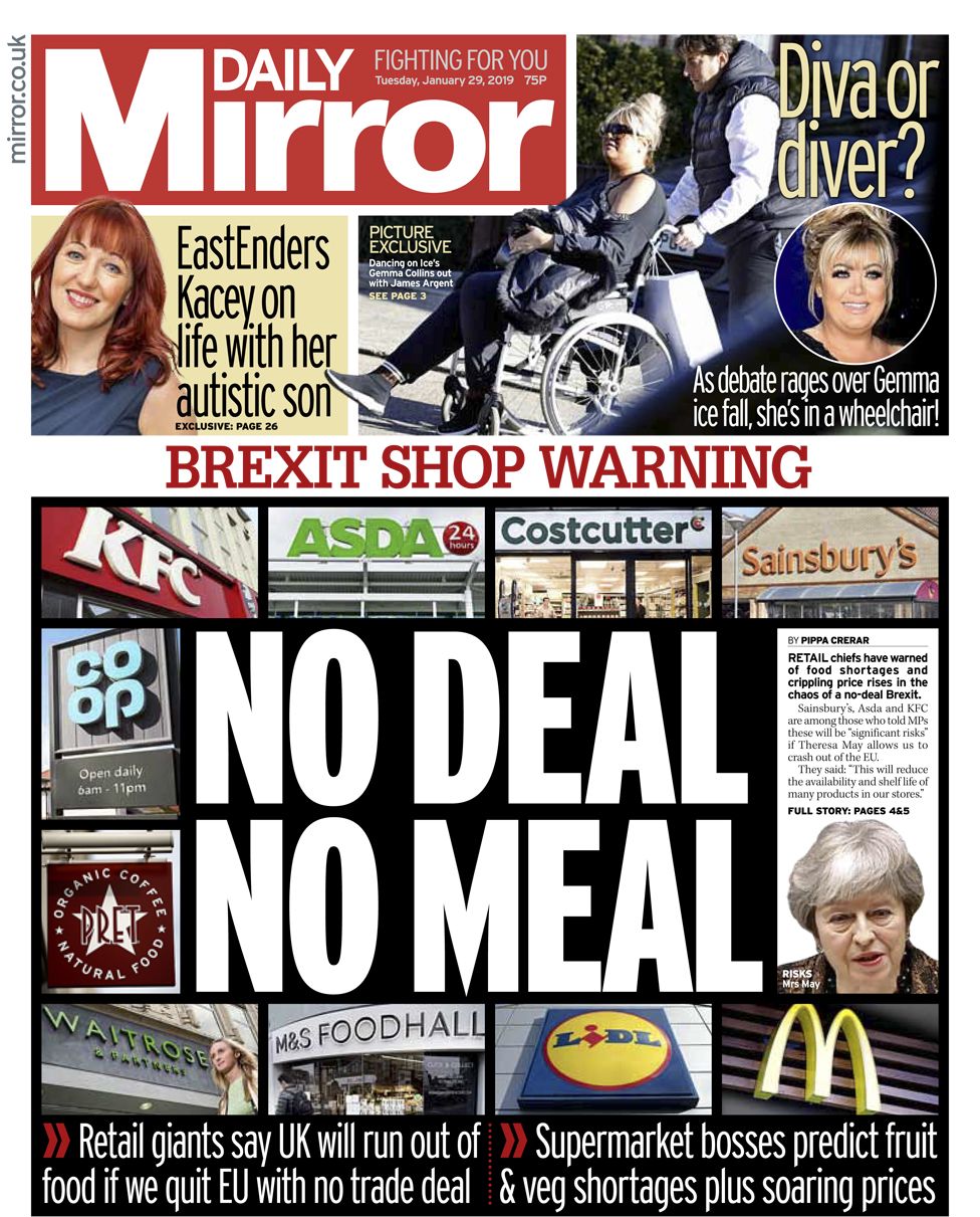 Daily Express front page - 29/01/19