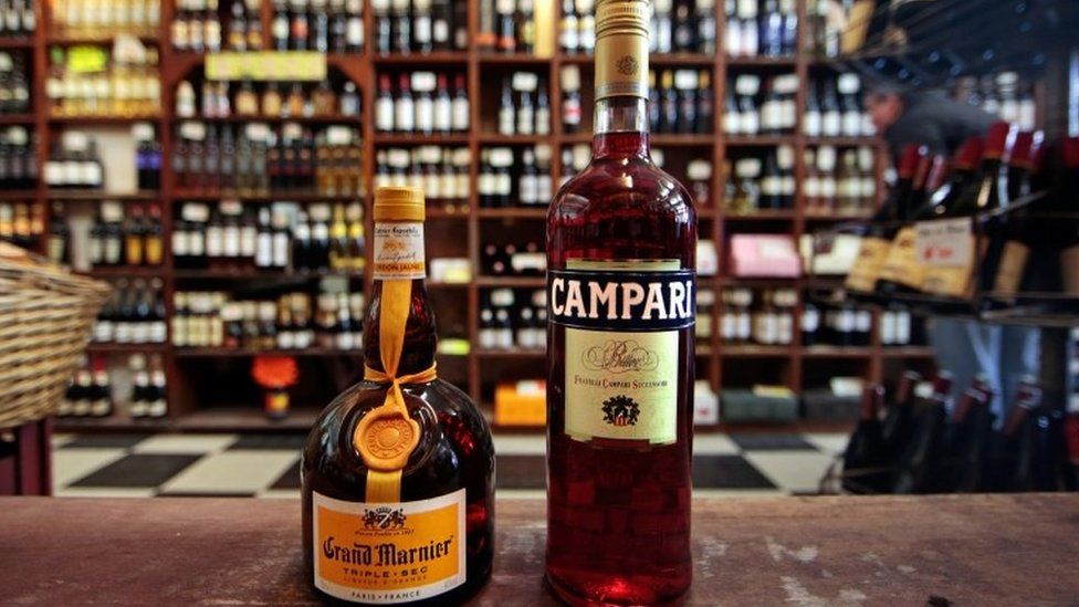 A bottle of Grand Marnier and Campari